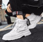 画像6: Men's high cut velcro leather martin boots high-top lace-up boots sneakers 　即納ユニセックス男女兼用レザーハイカットベルクロレースアップブリティッシュブーツスニーカー (6)