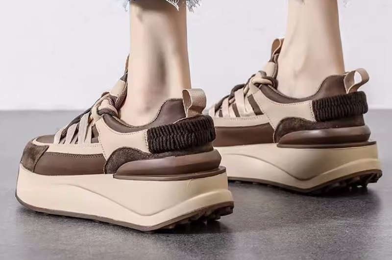 画像7: women's thick-soled cowhide lace-up SNEAKERS　厚底プラットフォームバイカラーレザーレースアップスニーカー (7)