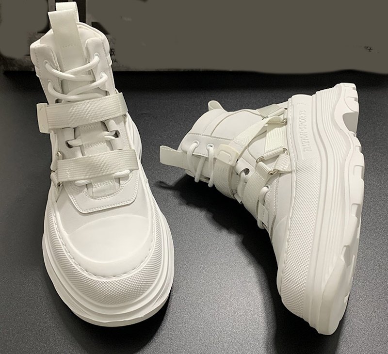 画像8: Men's high cut velcro leather martin boots high-top lace-up boots sneakers 　ユニセックス男女兼用レザーハイカットベルクロレースアップブリティッシュブーツスニーカー (8)