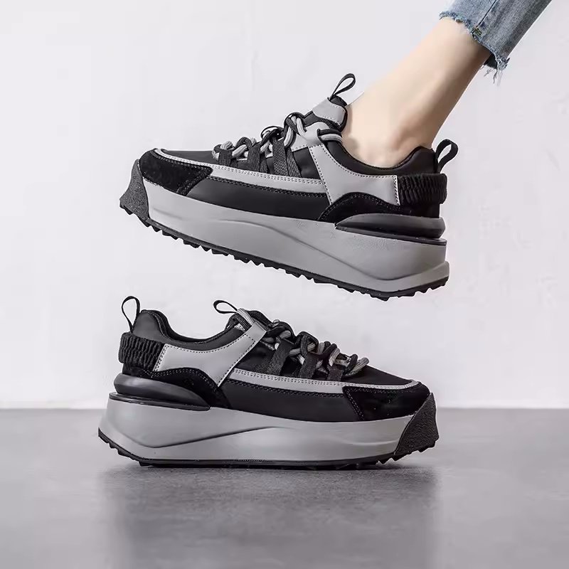 画像3: women's thick-soled cowhide lace-up SNEAKERS　厚底プラットフォームバイカラーレザーレースアップスニーカー (3)