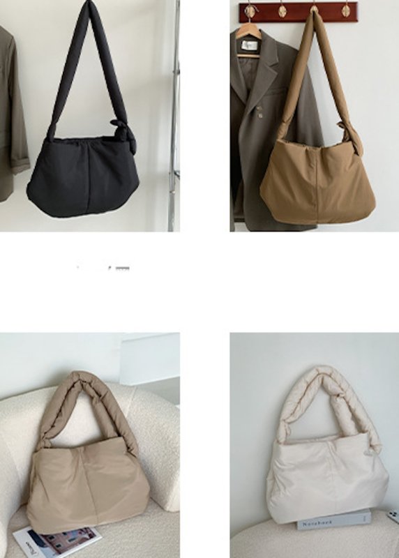 画像10: solid color down tote shoulder bag tote Shoulder  Bag 　ソリッドカラーダウンショルダートートクロスボディーバックハンドバッグ  (10)