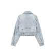 画像2: Women's Simple Denim riders style Jacket レディース　デニム　シンプルデザイン　ライダース　ジャケット　コート (2)