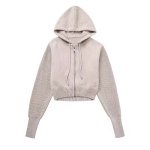 画像2: Women's Simple Knit Zip Up Hoodie Hoody レディース　シンプルデザイン　ニット　ジップアップ　パーカー　フーディ (2)