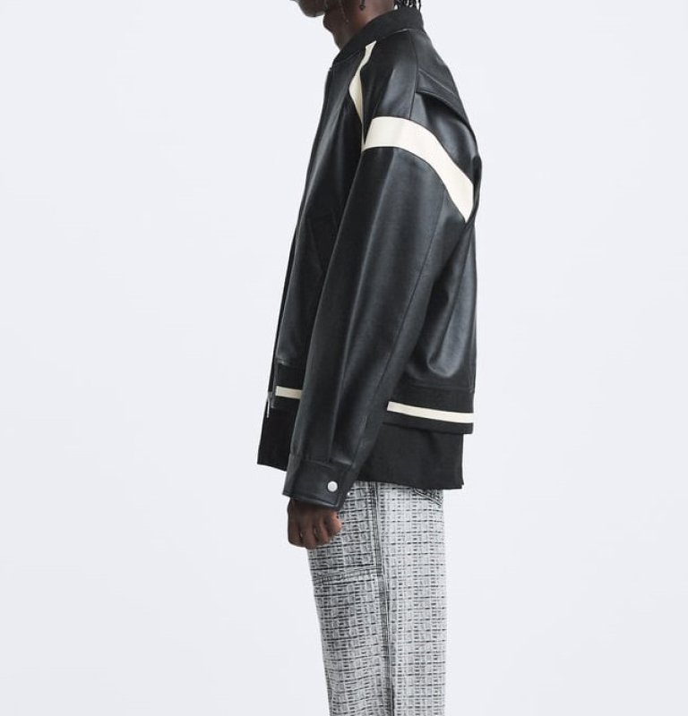 画像6: ZAKISS contrasting color imitation leather bomber jacket embroidered baseball jacket stadium jacket baseball uniform jacket blouson  ユニセックス 男女兼用レザーコントロールカラー刺繍スタジアムジャンパー スタジャン MA-1 ボンバー ジャケット ブルゾン (6)