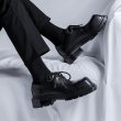 画像4: thick soles personalized Lace-up platform Square Toe LEATHER SLIP-ONS loafers   男女兼用メンズレザースクエアトゥレースアップ厚底プラットフォーム ローファースリッポン シューズ (4)