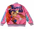 画像1: bugs bunny embroidery satin stadium jacket BASEBALL JACKET baseball uniform jacket blouson  ユニセックス 男女兼用バックスバニー刺繍 サテン スタジアムジャンパー スタジャン MA-1 ボンバー ジャケット ブルゾン (1)