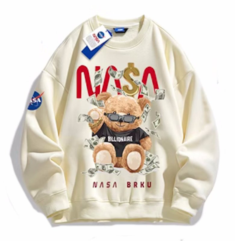 画像5: UnisexNASA x Sunglasses Bear sweat shirts ユニセックス 男女兼用NASAナサ×サングラスベアプルオーバ スエットトレーナー (5)