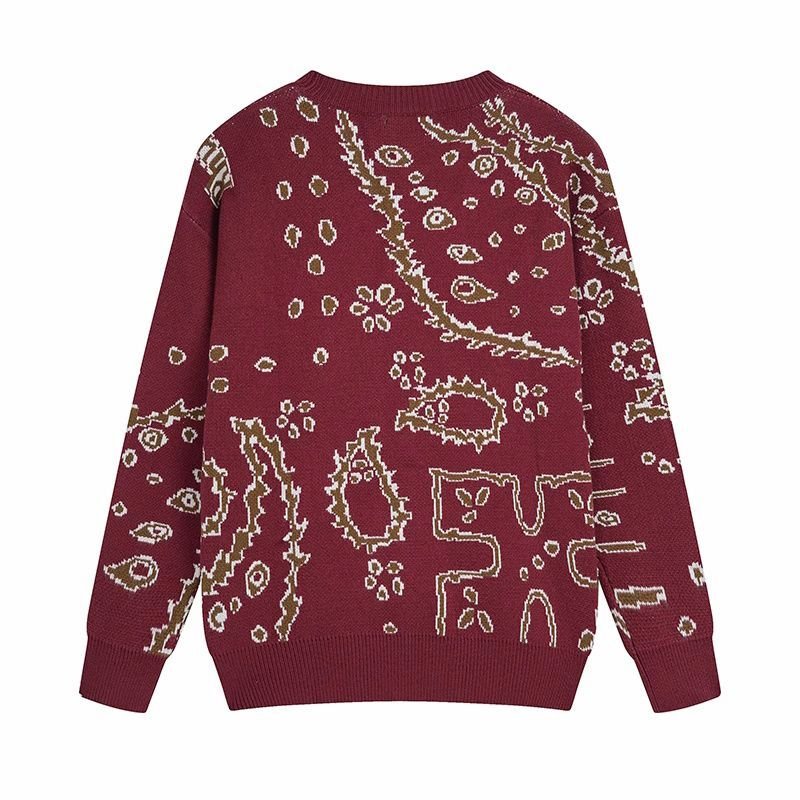 画像8: Round Neck Cashew Flower Paisley Bandana sweater ユニセックス 男女兼用ラウンドネックカシューフラワーペイズリーバンダナ柄セータープルオーバ (8)