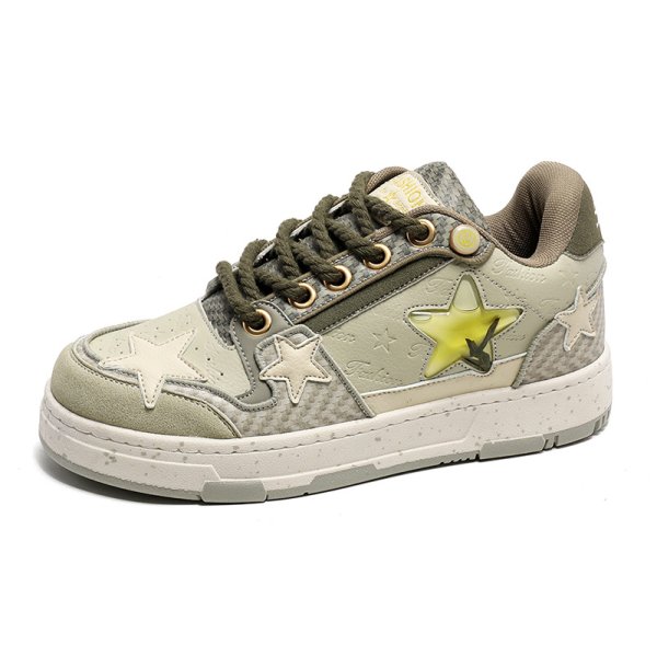 画像1:  Unisex Mens star emblem leather sneakers  Sneakers 　スター星エンブレムレースアップ レザー スニーカー  (1)