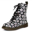 画像1: Woman's Lace-up leather flower martin boots    フラワー＆キャットプリントレースアップマーティンブーツ (1)