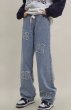 画像4: patch embroidered denim jeans Pant  ユニセックス 男女兼用 デニム刺繍エンブレムデニムジーンズ  パンツ  (4)