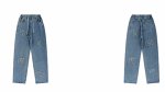 画像2: patch embroidered denim jeans Pant  ユニセックス 男女兼用 デニム刺繍エンブレムデニムジーンズ  パンツ  (2)