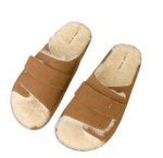 画像3: nubuck leather open toe rabbit fur warm sandals スエードラビットファーサンダル　スリッパ (3)