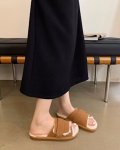 画像8: nubuck leather open toe rabbit fur warm sandals スエードラビットファーサンダル　スリッパ (8)