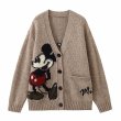 画像1: Mickey Mouse braided V-neck cardigan　ユニセックス男女兼用ミッキーマウス編み込みVネックカーディガンセーター (1)