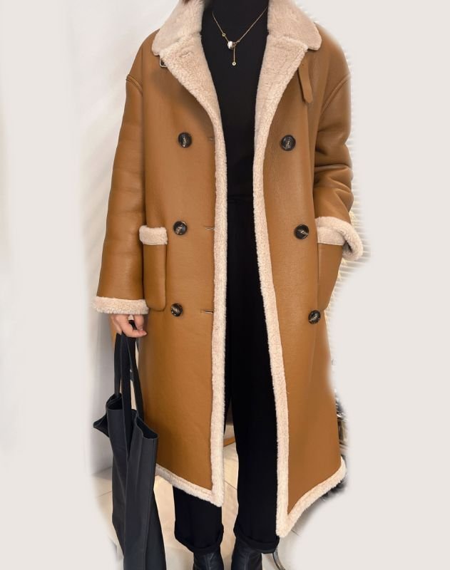 画像8: Women'sSheep Leather Composite Fur All-in-One Warm Motorcycle Style Particle Shearling Fur coats Jacket シープスキンスロングモーターサイクルファーコート  ジャケット (8)