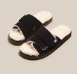 画像6: nubuck leather open toe rabbit fur warm sandals スエードラビットファーサンダル　スリッパ (6)