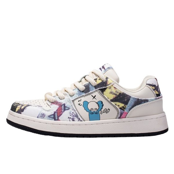 画像1:  Unisex Mens Kaws x Graphic Spiritual Guy Sneakers　ユニセックスカウズ×グラフィックレースアップ レザー スニーカー  (1)