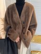 画像6: Women's imitation mink fur coat Jacket　エコミンクファーVネックノーカラー ジャケット (6)