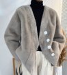 画像13: Women's imitation mink fur coat Jacket　エコミンクファーVネックノーカラー ジャケット (13)