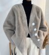 画像14: Women's imitation mink fur coat Jacket　エコミンクファーVネックノーカラー ジャケット (14)