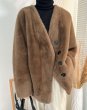 画像2: Women's imitation mink fur coat Jacket　エコミンクファーVネックノーカラー ジャケット (2)