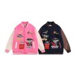 画像5: Leather Sleeve French Fries & Comics baseball uniformbaseball jacket stadium jacket   blouson  ユニセックス 男女兼用レザースリーブフライドポテト＆コミック刺繍スタジアムジャンパー スタジャン MA-1 ボンバー ジャケット ブルゾン (5)