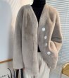 画像1: Women's imitation mink fur coat Jacket　エコミンクファーVネックノーカラー ジャケット (1)