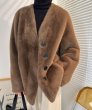 画像11: Women's imitation mink fur coat Jacket　エコミンクファーVネックノーカラー ジャケット (11)