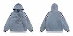 画像3: Women's Sylvester embroidery Washed and Aged Hooded Quilted Denim Pullover Jacket　ルーニー・テューンズシルベスター刺繍フード付きキルティングデニムプルオーバージャケット (3)