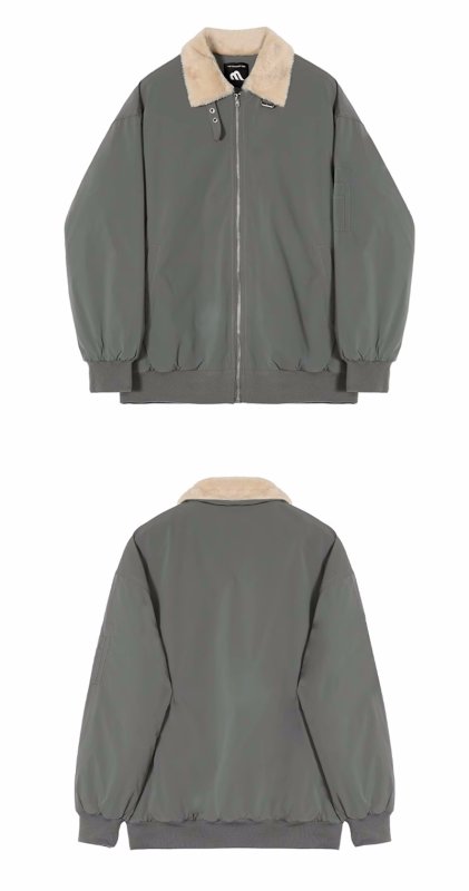 画像10: stand collar lambswool collar MA1 bomber jacket  blouson  ユニセックス 男女兼用スタンドカラーラムウール襟 MA1ボンバージャケットスタジアムジャンパー スタジャン ブルゾン (10)