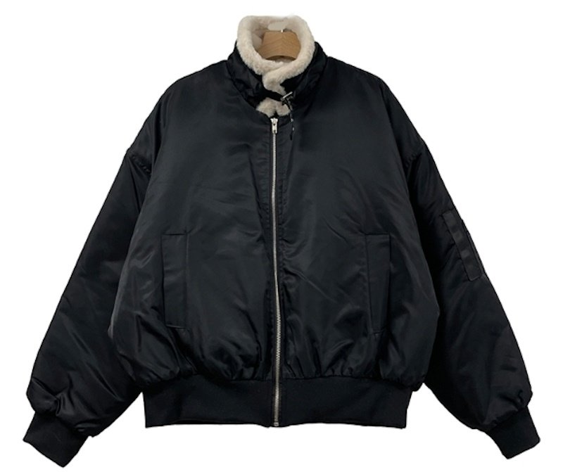 画像5: stand collar lambswool collar MA1 bomber jacket  blouson  ユニセックス 男女兼用スタンドカラーラムウール襟 MA1ボンバージャケットスタジアムジャンパー スタジャン ブルゾン (5)