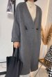 画像6: Women's cashmere mid-length V-neck coats Jacket　Vネックウールロングコート  ジャケット (6)