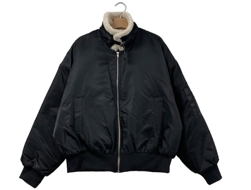 画像4: stand collar lambswool collar MA1 bomber jacket  blouson  ユニセックス 男女兼用スタンドカラーラムウール襟 MA1ボンバージャケットスタジアムジャンパー スタジャン ブルゾン (4)