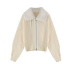 画像5: fur collar  zipper jacket cardigan sweater　ジップアップファーカラーカーディガンセーター (5)