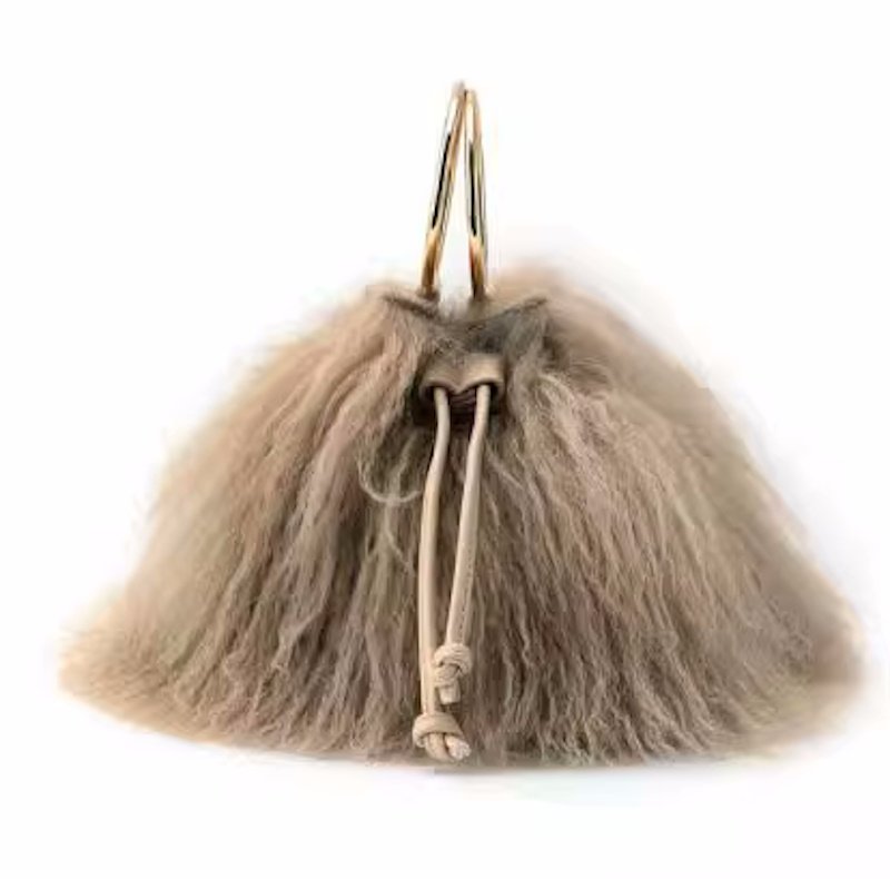 画像1: bucket hand-carrying one-shoulder fur tote Shoulder  Bag 　バケットリングハンドルファートート ショルダーバックハンドバッグ  (1)