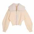 画像1: fur collar  zipper jacket cardigan sweater　ジップアップファーカラーカーディガンセーター (1)