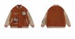 画像6: garfield embroidered leather sleeves baseball uniformbaseball jacket stadium jacket   blouson  ユニセックス 男女兼用レザースリーブガーフィールド刺繍スタジアムジャンパー スタジャン MA-1 ボンバー ジャケット ブルゾン (6)