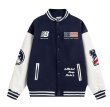 画像4:  flag patch embroidered leather sleeves baseball uniformbaseball jacket stadium jacket   blouson  ユニセックス 男女兼用フラッグ国旗刺繍レザースリーブスタジアムジャンパー スタジャン MA-1 ボンバー ジャケット ブルゾン (4)