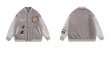 画像5: garfield embroidered leather sleeves baseball uniformbaseball jacket stadium jacket   blouson  ユニセックス 男女兼用レザースリーブガーフィールド刺繍スタジアムジャンパー スタジャン MA-1 ボンバー ジャケット ブルゾン (5)