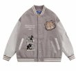 画像1: garfield embroidered leather sleeves baseball uniformbaseball jacket stadium jacket   blouson  ユニセックス 男女兼用レザースリーブガーフィールド刺繍スタジアムジャンパー スタジャン MA-1 ボンバー ジャケット ブルゾン (1)