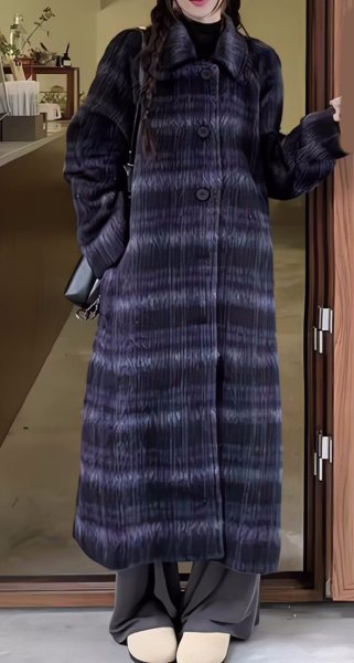 画像3: Women's check basic style long coat Jacket　チェックモヘアベーシックロングコート  ジャケット (3)