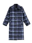 画像1: Women's check basic style long coat Jacket　チェックモヘアベーシックロングコート  ジャケット (1)