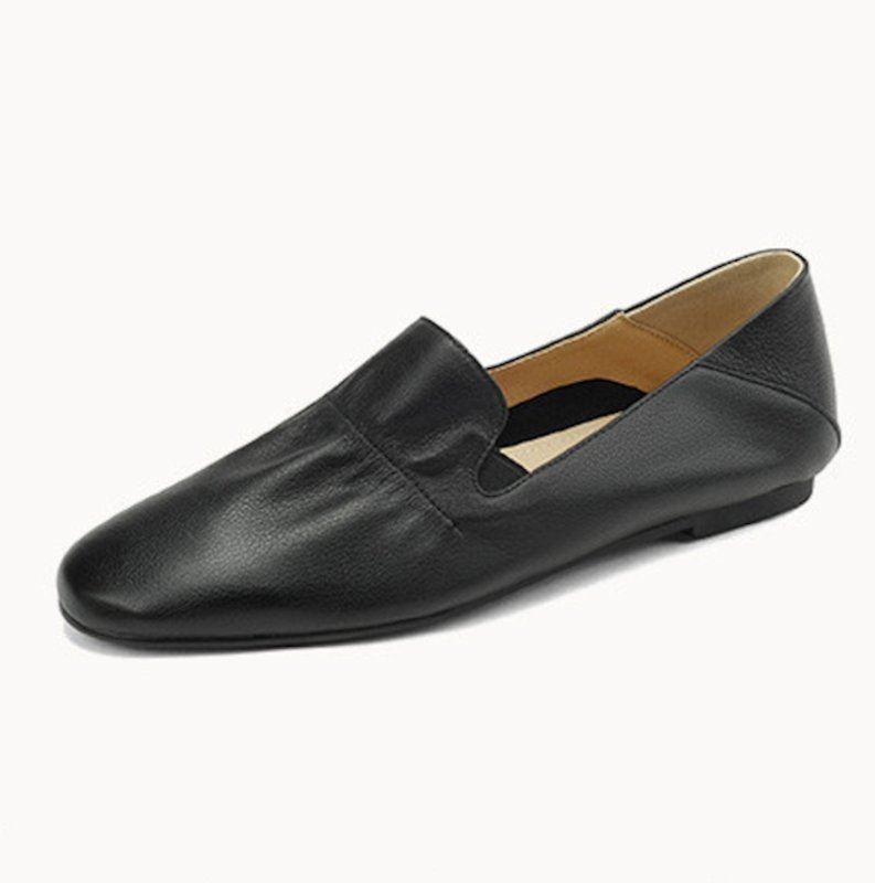 画像1: Women’s ruched flat pumps  シャーリング フラットレザーパンプス　 (1)