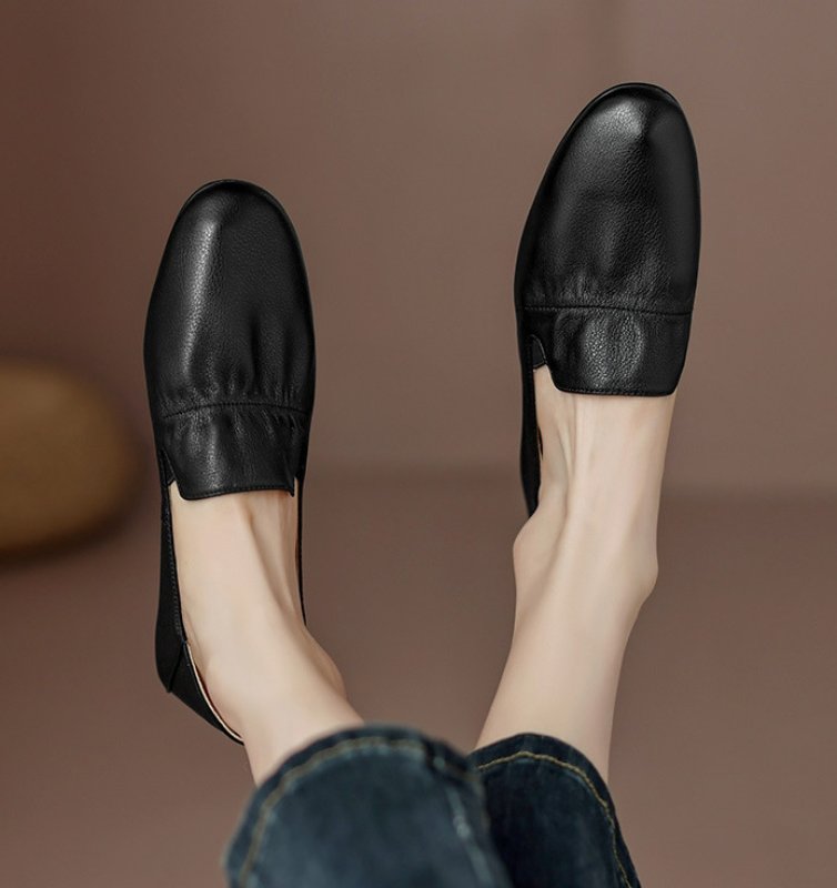 画像5: Women’s ruched flat pumps  シャーリング フラットレザーパンプス　 (5)