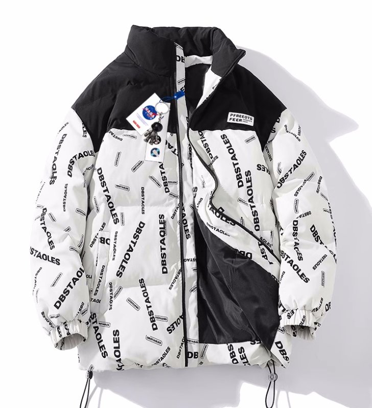 画像8: Bicolor logo print stand collar down jacket blouson  ユニセックス 男女兼用アルファベットレターロゴバイカラースタンドカラージャケット ブルゾン (8)