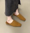 画像7: furry square toe deep mouth suede fur warm sandals 　スクエアトゥスエードフラットファーサンダル　スリッパ (7)