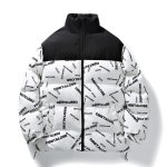 画像1: Bicolor logo print stand collar down jacket blouson  ユニセックス 男女兼用アルファベットレターロゴバイカラースタンドカラージャケット ブルゾン (1)