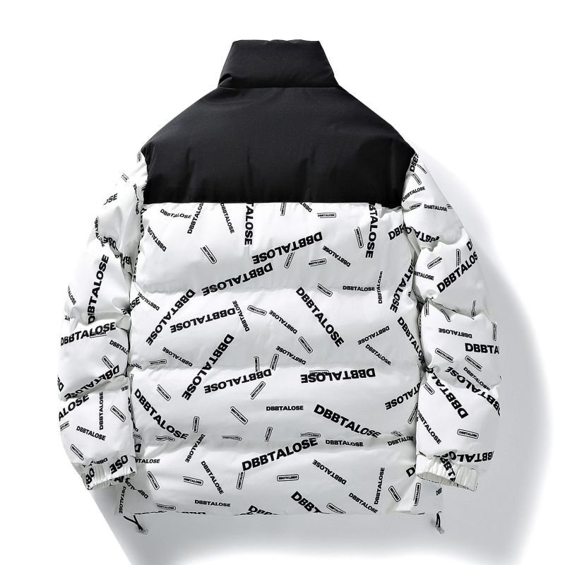 画像4: Bicolor logo print stand collar down jacket blouson  ユニセックス 男女兼用アルファベットレターロゴバイカラースタンドカラージャケット ブルゾン (4)