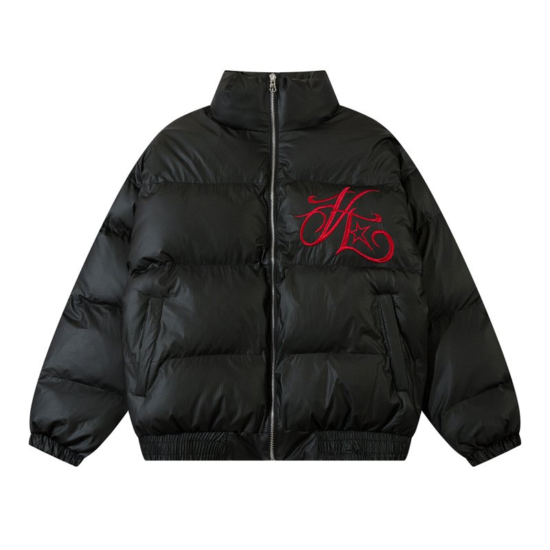 画像3: letter embroidery thickened down  down jacket blouson coat  ユニセックス 男女兼用レターロゴ刺繍スタンドカラージャケット ブルゾン (3)
